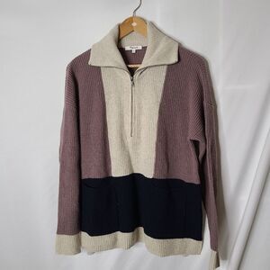 Madewell glenbrook‎ half zip colorblock sweater sz S